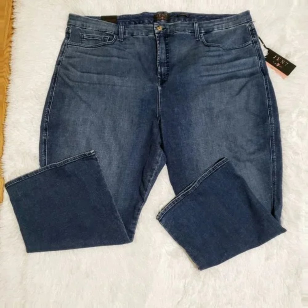 7 for All Mankind Jeans Womens Plus Sz 28 Blue Med Wash JEN7 Cropped Kick NEW
